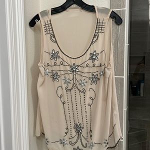 Beautiful silk beaded tank. Size medium